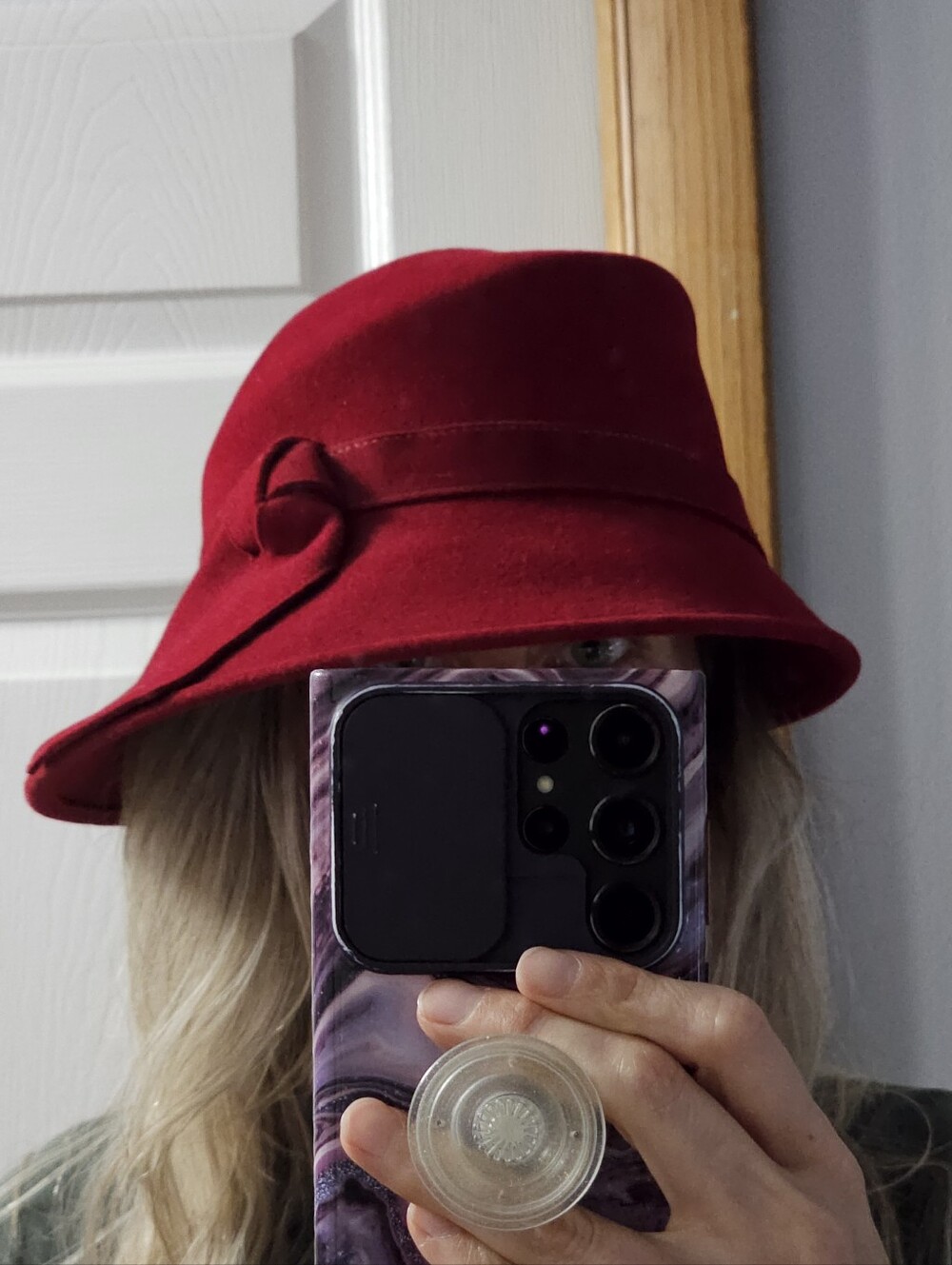 Eric Javits Red Felt Cloche Hat Bow Vintage - Picture 4 of 12